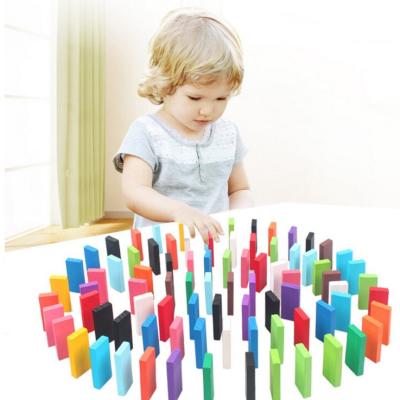 China Playing Early Educational Toys Modern Design Toys Wholesale Kids Gifts Fashion Style Beautiful Rainbow Wooden Domino Game Set for sale