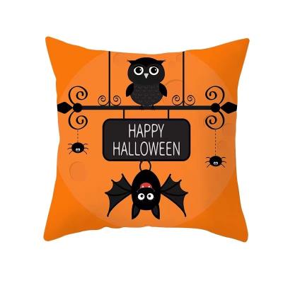 China New Halloween Cushion Cover Cartoon Bat Pumpkin Printing Anti-static Decorative Pillow Case for sale