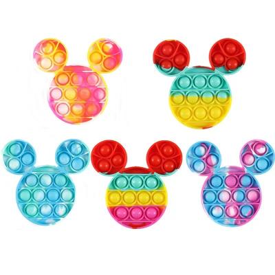 China Cartoon Figure Bubble Toys Decompression Silicone Kids Sensory Toys, Rainbow Mini Mickey Push Pull Toys for sale