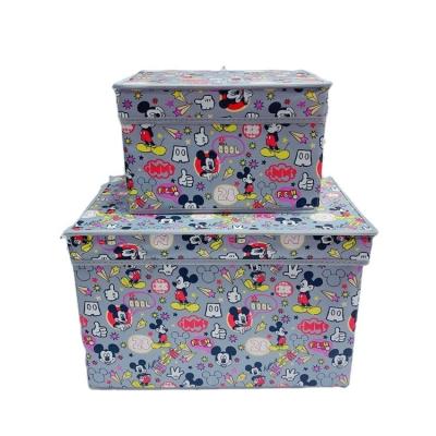 China Viable Creative Cartoon Printing Foldable Bedroom Storage Box Socks Clothes Underwear Toys Cloth Storage Box for sale