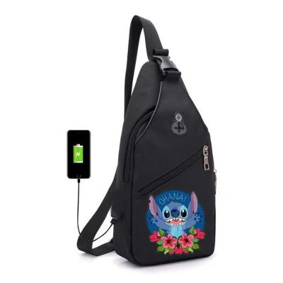 China Cartoon Figure One Light Leisure Outdoor Boys Shoulder Body Sling Bag Men Chest Cross Bag With USB Charging Port for sale