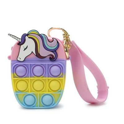 China Fashion Silicon Animal Unicorn Coin Purse Zipper Pop Waterproof Bubble Unicorn Wallet for sale