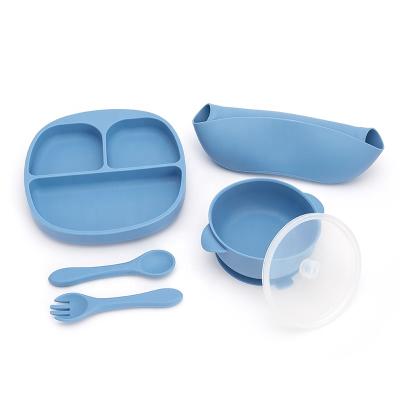 China BPA Free With Suction 3 Cavities Silicone Baby Dish Nipple Feeding Teether Set for sale