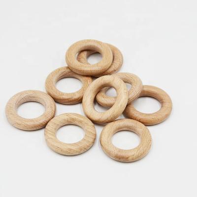 China Eco-Friendly Beech DIY Unfinished Natural Wood Baby Teething Ring Toy for sale