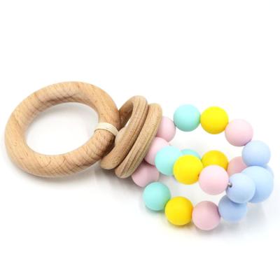 China Eco-Friendly Chewable Beech Silicone Beads Teething Toys Baby Activity Play Gym Sensory Toy for sale