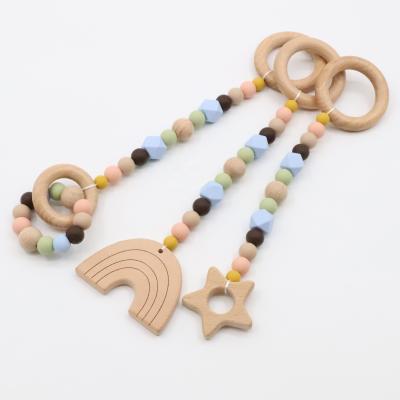 China Eco-Friendly Wholesales Wooden Baby Gym Teether Toys Hanging Baby Game Gym Frame Activity Gym Toy for sale