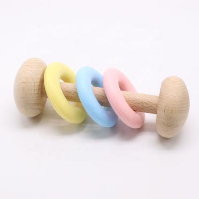 China Large Eco-Friendly Natural Wooden Baby Teether Ring Rattle from Ring Baby Rattle Eco-Friendly Silicone for sale