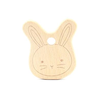 China Eco-Friendly Beech Material Teething Toy Rabbit Shape Animal Wood Free Baby Teether for sale