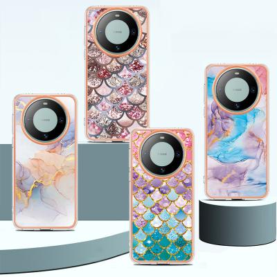 China Shockproof A Series Frame Marble Flowers Luxury Pattern IMD+TPU Phone Case For Huawei Mate 60 IMD Print Case for sale