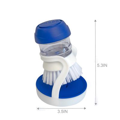 China Sustainable 3 IN 1 Soap Palm Dispensing Brush with Holder for sale