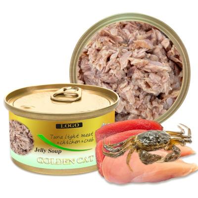 China Skin & Coat Health Golden Cat Tuna, Shrimp, Crab Jelly Soup 170 gram Canned Cat Wet Food Pet Snacks for sale