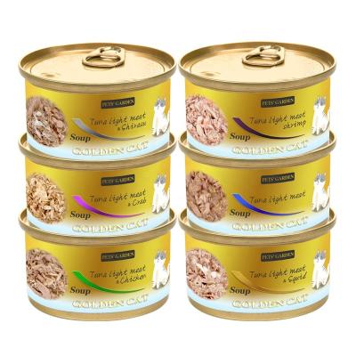 China Skin & Coat Health Tuna Light Meat Jelly Soup Canned Cat Wet Food Cat Snack Treats 80 Gram 170 Gram Adult Customized Nutritional Supplements CN;SHN for sale