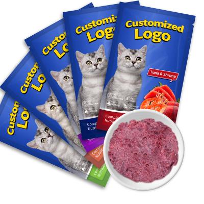 China Skin & Coat Health OEM Organic Nature Bagged Cat or Dog Snacks Tuna Sauce Treats Wet Pet Food for sale