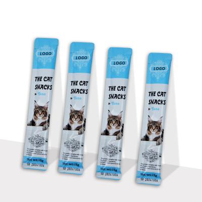 China Skin & Coat Health Plant Supplier 15g OEM ODM Natural Tuna Wholesale Cat Strips Snacks Treats Pet Wet Food for sale