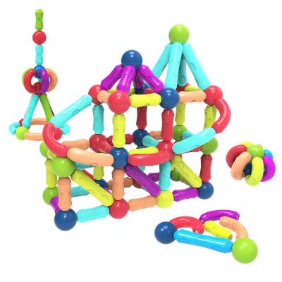 China DIY TOY 47pcs Colorful Stick and Rods Set Kids Creative Magnetism Building Sticks and Balls Blocks Steam Assembling Toys for sale