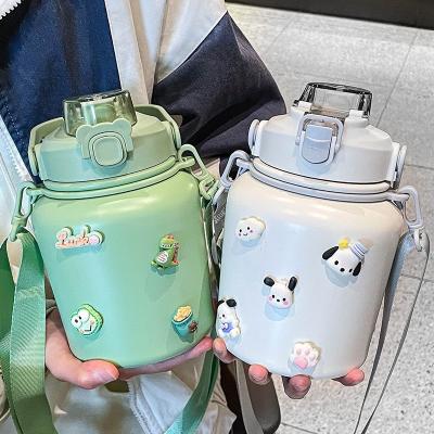 China PORTABLE New Double Drink Big Belly Thermos Cup Fashion Square Cup Network Red Student Large Capacity Sports Kettle for sale