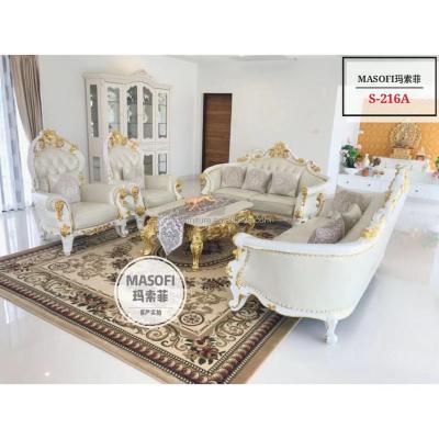 China Best Selling Luxury Modern European Style Villa Wood Gold Furniture Sofa for sale