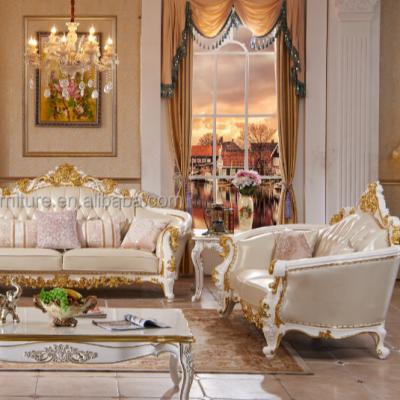 China Modern Furniture Gold Wedding Factory Foshan Style European Sofa Malaysia Wood Sofa Sets for sale