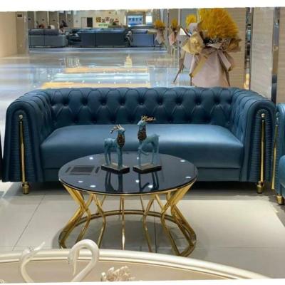 China Modern Blue Tech Fabric Moroccan Sofa Luxury Classic Italian Style Furniture for sale