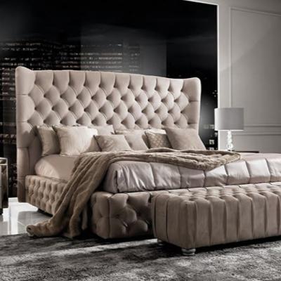 China Foshan Factory Hotel Villa Art Fabric Living Room Italian Luxury Home Simple Modern Leisure Furniture Custom Tufted Bedroom Soft Bed for sale