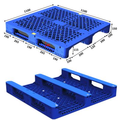 중국 1100*1100*150mm Single Faced Heavy Duty 3 Runners Open Deck Racking Plastic Pallet Wholesale 판매용