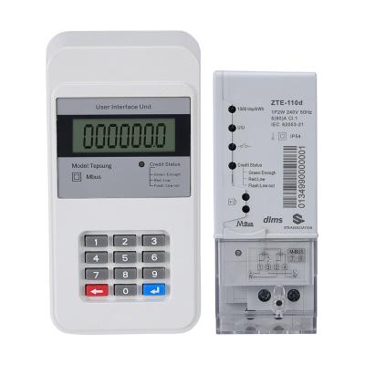 China Shopping Mall Construction Hotel ZTE-110D DLMS Modbus Din Rail Split Type STS Smart Keypad Prepaid Digital Smart Electronic Energy Meter for sale