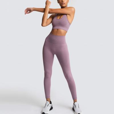 China Custom made breathable yoga offfit leggings sets fitness suit equipments jacquard honeycomb yoga set for sale