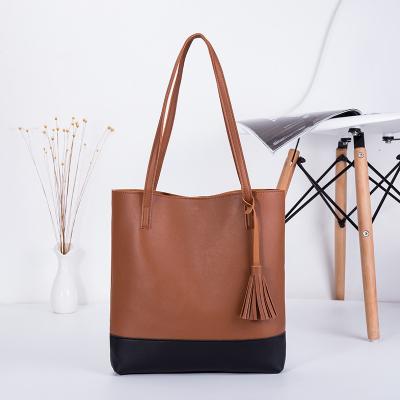 China Promotion Low Price Eco - Friendly PU Shoulder Leather Ladies Handbag Manufactures Tote Bag for sale