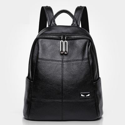 China Real leather backpack bag new genuine leather women shoulder strap black simple wide bags leather backpack backpack bags for sale