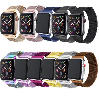 China Stainless Steel For Iwatch Band Stainless Steel Strap Milanese Magnetic Buckle Series 1 2 3 4 5 6 7 For Apple Watch Band Gold for sale