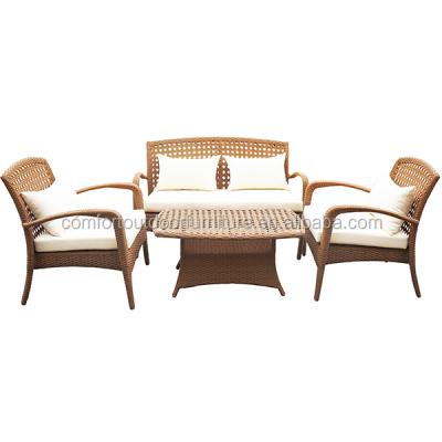 China Modern Outdoor Modern Patio Plastic Wicker Sofa Set With Tea Table for sale