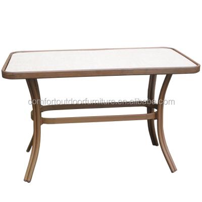 China KD Racing Natural Wood Look Rectangular Shape Metal Garden Table for sale