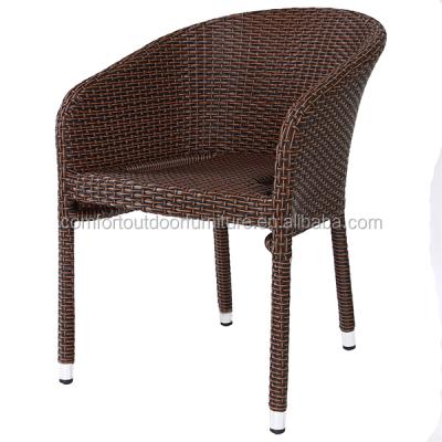 China Restaurant Chair European Style Outdoor Rattan Commercial Seating In Brown Color for sale