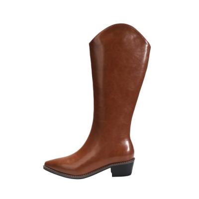 China Western women's boots women's round but the knee is thinner long boots headed knight boots winter for sale