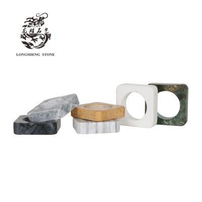 China Sustainable new design of marble stone napkin ring holder for sale