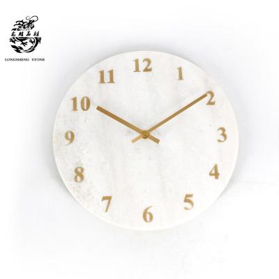 China Personalized antique style living room white marble clock 12 inch for sale