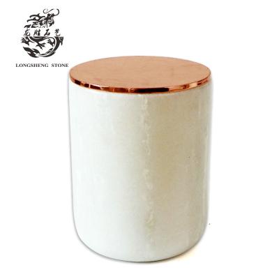 China Freshness Preservation Marble Spice Bottle Storage Vat Candle Jars With Lid Stone Candle Holder for sale