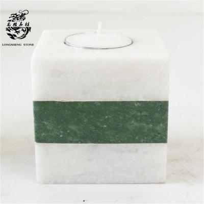 China Home Furnishings Natural Marble Stand Home Furnishings Stone Candlestick Decoration Candle Jars for sale