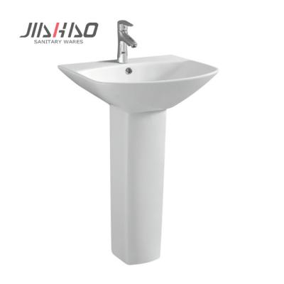 China Best Price Jiahao Ceramic Single Sink Bathroom Sink With Stand Pedestal Hand Wash Basin for sale