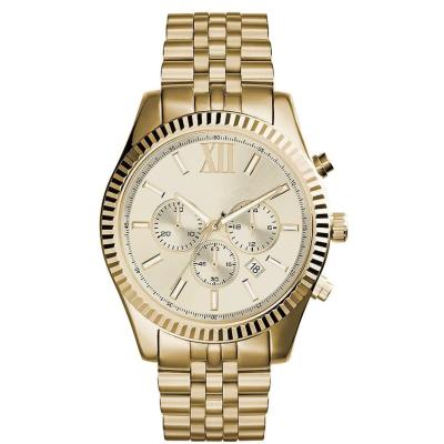 China Water Resistant Fashion Watch Womens Stainless Steel Gold Waterproof Quartz Watch for sale