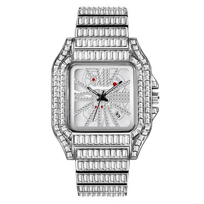 China COOL Stainless Steel Men Hip Hop Fashion Full Diamond Date Luxury Watches for sale