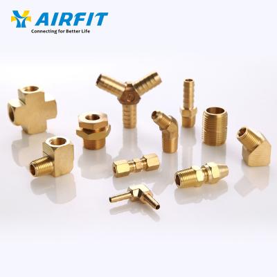 China Material of Construction Shop Airfit 90 Elbow Tee Brass Pipe Barb Fitting for sale