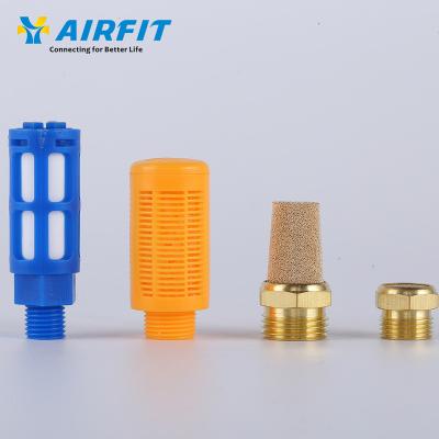 China Material of Construction Shop Airfit Pneumatic Parts Stainless Steel Air Muffler Silencer Brass Plastic Muffler for sale