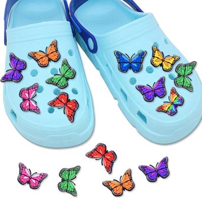 China 2021 most popular fashion butterfly decoration accessories croc beach shoe buckle shoe charms butterfly croc charm for sale