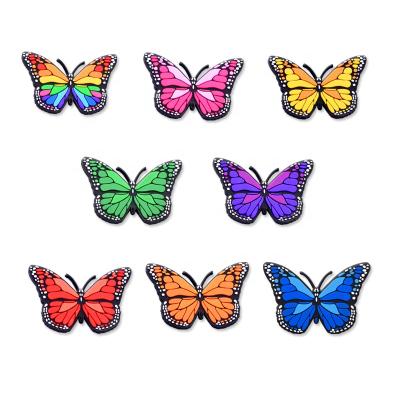 China Shoe Buckle Designer Soft PVC Cartoon Croc Shoe Charm Butterfly 2021 For Charm Lady Butterfly Shoe Charms for sale