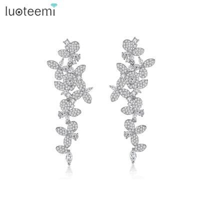 China LUOTEEMI Romantic Fairy Pageant Winner at 2021 Unique Big Jewelry Woman Dangle Crystal Modern Earring for sale