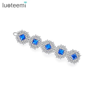 China LUOTEEMI ALLOY Flower Clip Girl Designer Korean Luxury Cubic Zirconia Hair Pin for sale