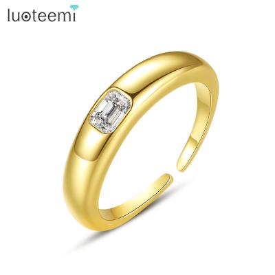 China FASHIONABLE LUOTEEMI Fashion Princess Cutting Zirconia Stone Single Women Rings 202114K Ring Minimalist for sale