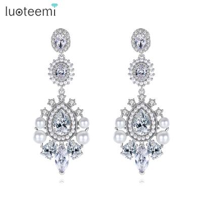 China Office / Bridal Career LUOTEEMI Drop Water Dangle Designer Bling Earrings Wedding Bohemian Jewelry For Women for sale