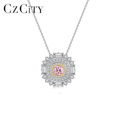 China CZCITY Crystal Cz Pendant 925 Sterling Jewelry Elegant Cubic Zirconia Woman CLASSIC Diamond Necklace 5A for sale